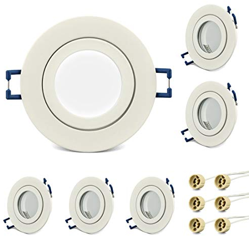 KYOTECH lot de 6 cadres spots gu10 IP44 spot gu10 etanche,livré avec douilles GU10,pour salle de bain salle d'eau douche extérieur,Cadre de Montage encastré Pour lampes halogènes MR16 led module