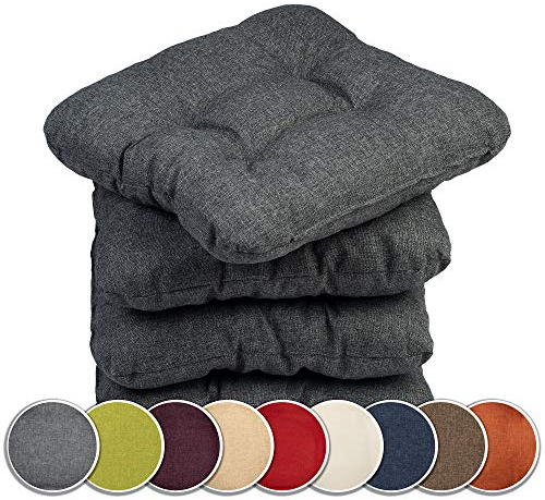 sunnypillow 4er Set Stuhlkissen 40x40 cm Bequeme 8cm Polsterauflage Auflage für Stühle/Bänke in Haus und Garten Sitzkissen Sitzauflage Gartenkissen viele Farben zur Auswahl Anthrazit