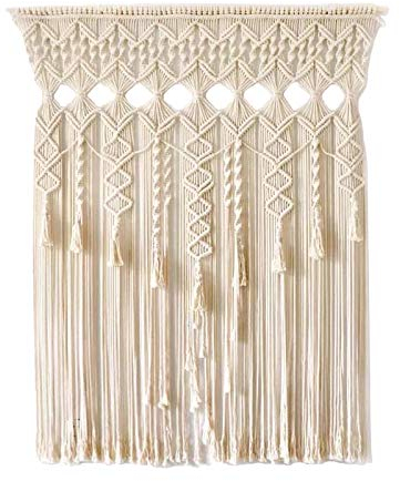 EXQULEG Makramee Wandbehang Makramee Vorhang, Boho Fenster hängen Fenstervorhang gewebte Tapisserie Raumteiler Wanddekoration, Ornament für Hochzeit (100cm*200cm)