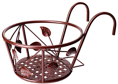 Cabilock 1pezzi Supporto Per Piante Da Balcone Ferro Artigianale Porta Vasi Da Muro Con Design Foglia Per Decorazione Interna Ed Esterna Bronzo