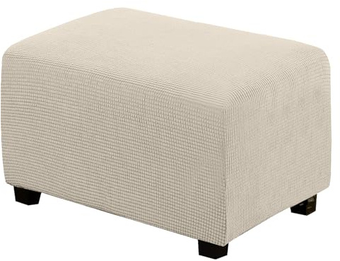 BXFUL Ottoman Skyddsöverdrag för rektangulärt fotstöd, utdragbar sittsäck (stor, beige)