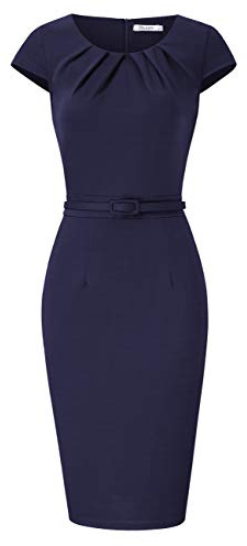 KOJOOIN Vestido de trabajo para mujer con cuello en V vestido de negocios delgado bodycon lápiz vestido, Vino Rojo 4, XXL