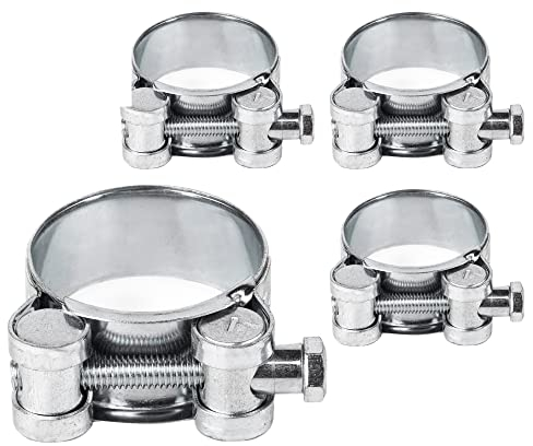 SKIR'CO Lot de 4 colliers de serrage renforcés 26-28 mm, en acier galvanisé, tube réglable et collier de serrage (4 pièces)