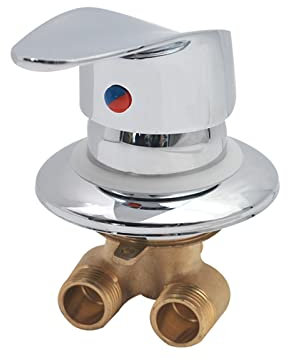 Mitigeur Douche Laiton Chromé à Sortie 1 Voie Connecteur G1/2 Vanne Mélangeuse D'eau Froide Chaude Filetage Vis/Intubation Salle Douche Robinet, Cartouche Céramique Double Commande (A)