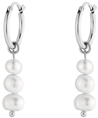 Heideman Ohrcreole Damen Maja Edelstahl Perle 3cm | Zeitloses Geschenk für Frauen zu jedem Anlass, elegant, hautfreundlich, nickelfrei und alltagstauglich
