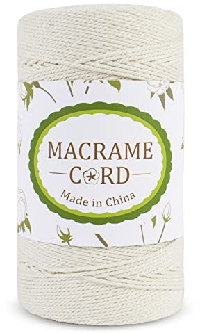 LEREATI Corda Macrame 2mm x 300m Filo Macrame Cordoncino Cotone Macramè Filo, Cordino per Borse Uncinetto, Arazzo da Parete, Bohémien, Decorazione Acchiappasogni (Naturale)