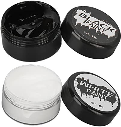 Face Body Paint Set Black and White, Clown Makeup Professional Oil Based Paint with 2 Brushes, Halloween Special Effects Dress Up Face Cosmetic for Adult Theater Cosplay Party