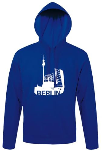 shirt84 Alexanderplatz in Berlin Männer Kapuzen Hoodie Blau Royal L