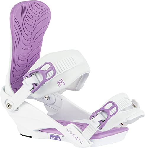 Nitro Cosmic '24 All Mountain Freeride Freestyle-Fijaciones para Snowboard Snow, Mujeres, White Lavender, Small/Medium