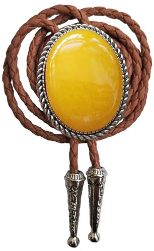Himongoo Bolo-Krawatte aus natürlichem Edelstein, braunes Leder, Hochzeitskrawatte für Männer und Frauen, Western-Stil