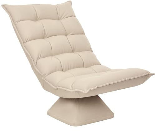 HOMCOM Bodenstuhl 360° Drehbar mit Verstellbarer Rückenlehne Beige | Relaxsessel, Bodensessel, aus Leinenimitat, Meditationsstuhl, Lazy Sofa, für Fernsehen, Gaming, Lesen