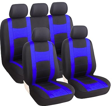 Adunsiaoto 9 Stück Sitzbezügesets Autositzbezüge Set Für 5 Sitzer, Auto Autositzbezüge Fit Komplettset Autositzschoner, Auto Sitzbezüge Kompletter Satz(Blau)