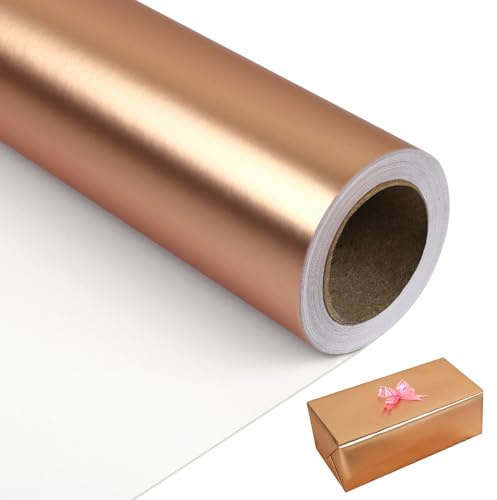 NESCCI Geschenkpapier, mattes Metall, rotgold, einfarbig, perfekt für Hochzeit, Valentinstag, Geburtstag, Weihnachten, Babyparty (45 x 100 cm)