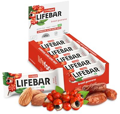 lifefood Lifebar Energieriegel, Vegan Sportriegel, BIO Vegan, Glutenfrei, Laktosefrei, Ohne Zuckerzusatz, Biologisch angebaut - 15er Pack (15 x 40 g) (Brasilien Guarana)