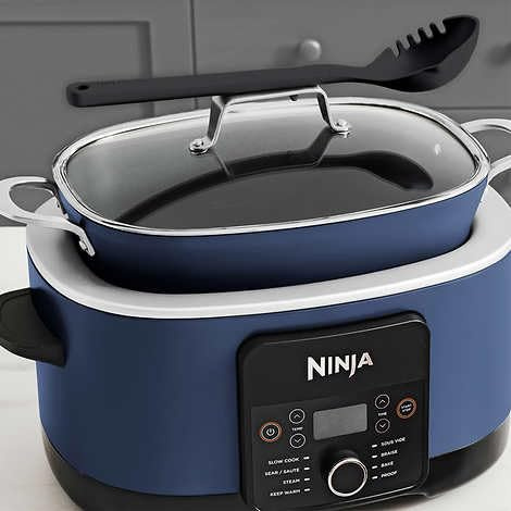 Ninja Foodi PossibleCooker PRO Multi-Kocher, mit 8-in-1 Slow Cooker, Dutch Oven, Dampfgarer und mehr, Glasdeckel und integriertem Löffel, antihaftbeschichtet, ofenfester Topf bis 260 °C, Marineblau
