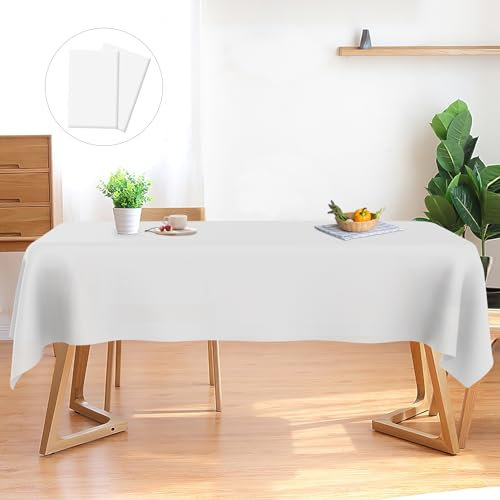 Sociaooil 2 Manteles Desechables Blancos - 137x274 cm Rectangular Impermeable para Cumpleaños, Bodas, Navidad y Catering, Restaurante Plástico de 5 mils