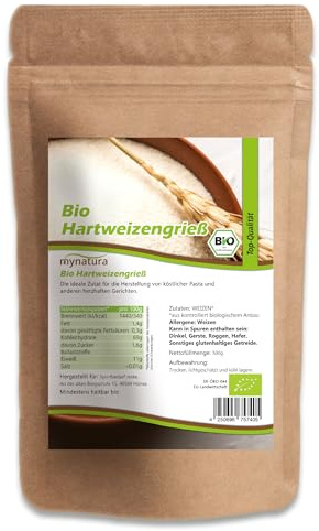 Mynatura Bio Weizengrieß | Grieß aus Weizen | Für Grießbrei und Grießpudding | Vegan Kochen | Im Beutel 1000g