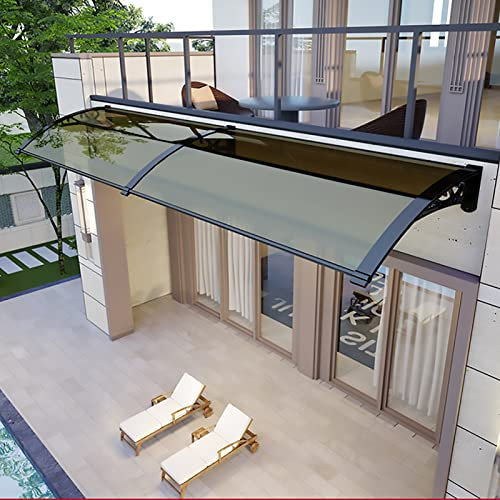 Gartenüberdachung aus Polycarbonat mit schwarzer Halterung, Regenschutz für Fenster, Terrasse, Veranda, Markise, 80 x 160 cm