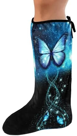 Rnyleeg Blue Butterfly Leg Cast Covers for Women Medium Size Cast Cover for Foot Lightweight Leg Plaster Sleeve for Broken Leg Warm Foot Cast Sleeve