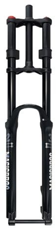 BSFHQS 1-1/8 Gerade Luftgabel 27.5 29 Zoll Mountainbike Federgabel Federweg 180mm Downhill Doppelschulter Fahrradgabeln Dämpfungseinstellung 15 * 100mm Steckachse Scheibenbremse(Black,29in)