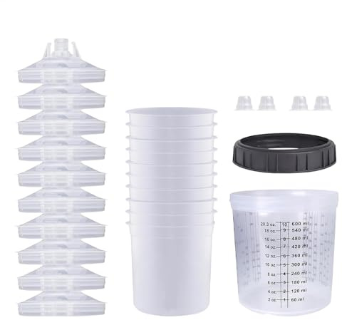 Gobelet de mélange de peinture - Gobelet de peinture de voiture transparent - Pistolet à peinture pneumatique - Gobelets jetables, pistolets pulvérisateurs de peinture jetables, gobelets de mélange