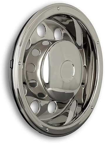 Hansen Styling Parts Radzierblende 22,5 Zoll Tiefbett 12 cm Edelstahl + Ringbefestigung - universell passend - für Stahlfelgen 22,5 Radkappen Radblenden Zierblenden Zierkappen