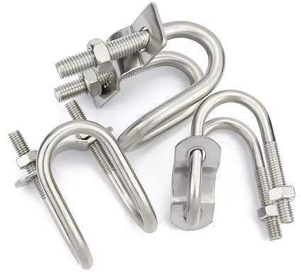 Pernos en U, sujetadores de pernos en U, abrazadera doble en forma de U de acero inoxidable 304/tornillo en forma de U/perno en forma de U en cruz(1set M8x60x20)