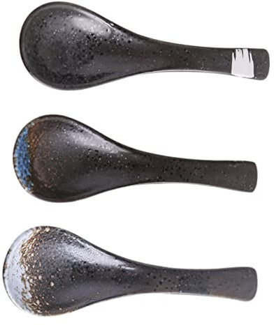 ULTECHNOVO 3piezas Cucharas De De Cerámica Japonesa De Utensilios De Mesa Para y Arroz Diseño Elegante Aleatorios