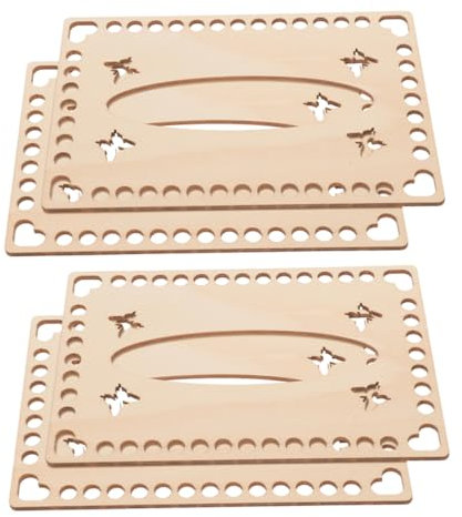 Gadpiparty 4stücke Holzboden Für Häkelkorb Naturholz Basis Zum Häkeln Bodenkissen Für Taschen Stricken DIY Korb Böden Mit Wellenboden Für Heimdekoration