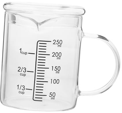 GRIRIW Tazza Con in Vetro Spesso Misurino Graduato Per Cucina Design Unico e Semplice Per Conservare Succhi Olio e Altri Liquidi