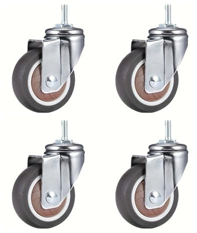 SHUNMIN MöBelrollen 4 Stück 1,25 Zoll Lenkrollen mit TPR-Schraubenhebel, Universalrollen, Lenkrollen mit M6-Gewindestange for Karren, Möbel Rollen FüR MöBel(4 Universal)