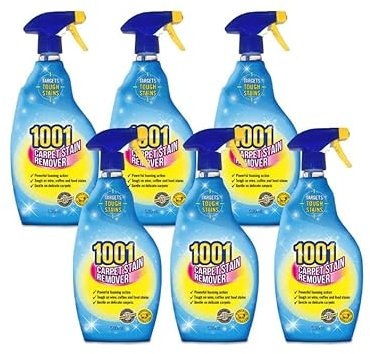 1001 Carpet Stain Remover 500ml Pack of 6 | Tough Carpet Cleaner Spray for Stains, Spills & Pet Odours | Fast Acting Carpet & Upholstery Cleaner – Fresh Scent, Easy to Use