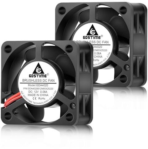 GDSTIME 40mm 12V Cooling Fan High Performance 6500 RPM Computer Fans | 2 Packs, Dual Ball Bearing, for 3D Printer (40x40x20mm)