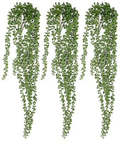 GOOHOCHY Planta Colgante Artificial Enredadera Realista 3 Piezas Verde | Textura Realista, Plástico y Alambre de Hierro, No se Marchita, Reutilizable, Hogar y Decoración Festiva