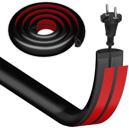 HEMENTEC Kabelkanal Schwarz Selbstklebend, 2.5CMx3M Mini Kabelkanal Boden Kabelbrücke Fussboden Flexible PVC Bodenkabelschutz, Mini Kabelbrücke Kabelleiste Boden Kabelabdeckung zum Haus, Büro, Konzert