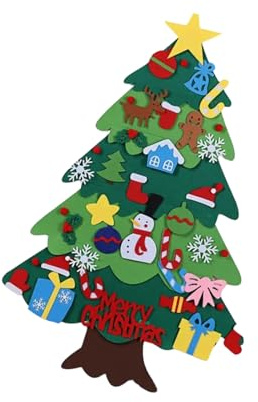 Árbol de Navidad grande hecho a mano con luces para colgar en la pared, con decoraciones desmontables para niños pequeños, árbol de fieltro para fiestas de Navidad