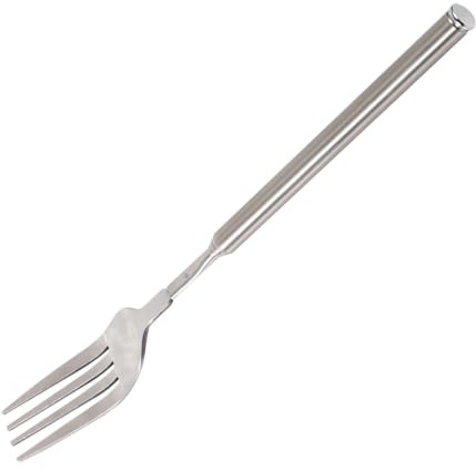 Tenedor Extensible De 2 Piezas, BBQ Telescópico Extensible Cena Postre De Frutas Tenedor De Mango Largo Cubiertos De Acero Inoxidable para Barbacoa Cena Postre De Frutas