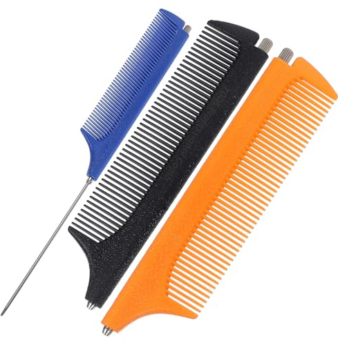 WEKADRIN 3 Stück Teiliges Stielkämme mit Ausziehbarem Stahlgriff Spitz Zulaufend Antistatisch Langlebig für Friseur Salon Haarstyling und Massage für Damen Herren