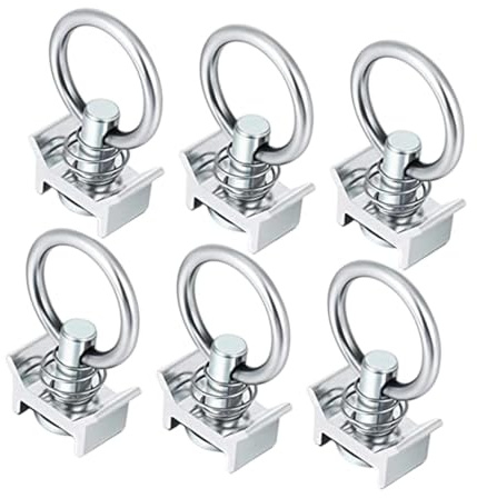 Bothyi L Track Single Stud Fitting L Track Tie Down Premium Keeper Cargo Control Stainless Steel for Pickup Speaker Trailer Lighting, 6 Piece