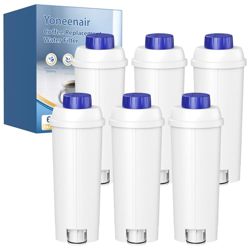 6-pack vattenfilter för Delonghi vattenfilter DLSC002 | Vattenfilterpatroner kompatibla med Delonghi ECAM, ESAM, ETAM, EPAM, Dinamica, Magnifica S, Eletta Explorer, Prima Donna