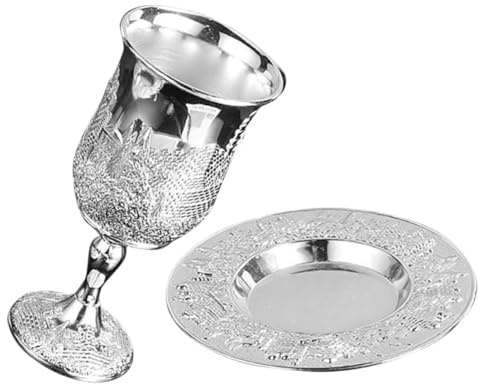 SHINEOFI Accessoires de Shabbat Coupes à Vin en Alliage de Zinc, Ensemble pour Kiddouch Pâque, pour Fêtes Religieuses et Réceptions Traditionnelles
