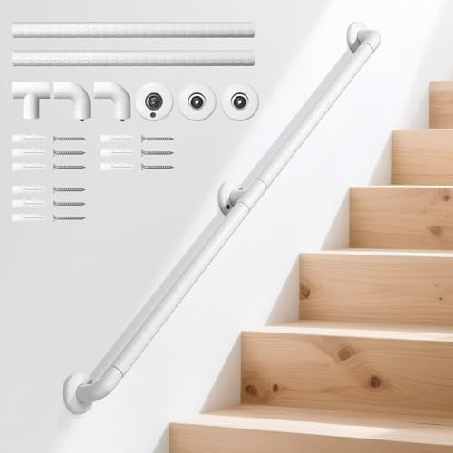 KiloSton 1.3 m Anti-Slip Stair Rail – ABS & 304 Stainless Steel, Safe & Comfortable Stair Support for Elderly, Kids & Disabled, Bannister Rail for Stairs