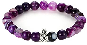 WXKAGF Naturstensarmband, flätade svarta magnetarmband Justerbara armband för män 18 cm