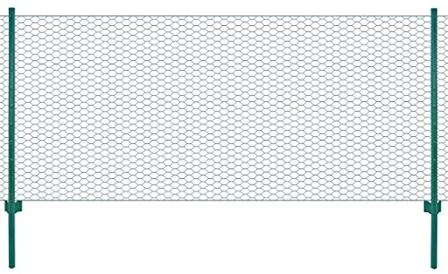 vidaXL Maschendrahtzaun mit Pfosten Komplett Set Maschendraht Zaun Zaunset Gartenzaun Drahtzaun Gehege Kaninchendraht Stahl 25x0,75m Grün 13mm