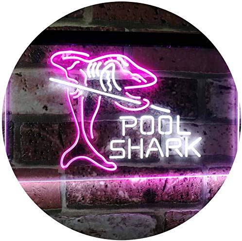 ADVPRO Pool Shark Snooker Pool Room Man Cave Gift Dual Color LED Barlicht Neonlicht Lichtwerbung Neon Sign Weiß & Violett 600 x 400mm st6s64-i2009-wp