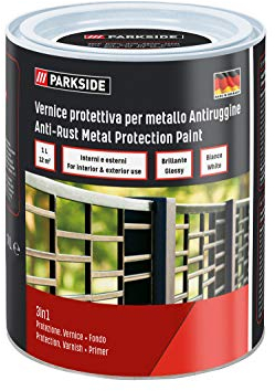 Parkside Metall Schutzlack 1L silbergrau weiß schwarz grün Rein-Alkydlack Glänzend Metallschutzlack zum Streichen (Silbergrau)