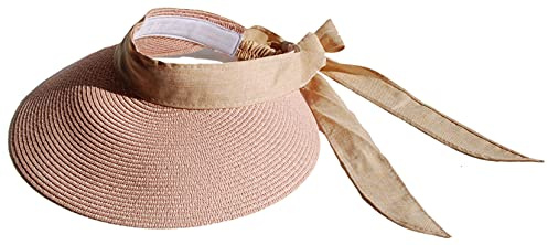 Cool4 Damer halmvisir med linne pannband solhatt strand paraply A57, Naturlig rosa, M/L