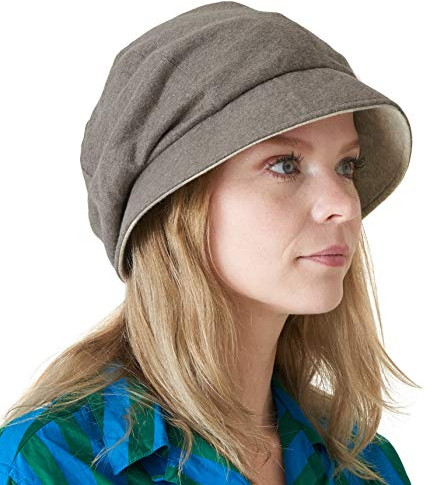 CHARM Sonnenhut Damen Sommer Mütze - Wendbar Faltbar Bio Baumwolle Japanisch Braun & Crème