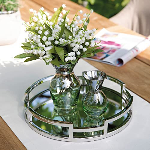 Fink Spiegeltablett rund 30 cm glänzender Edelstahl - dekoratives Deko Tablett mit verspiegeltem Boden für stilvolle Arrangements - Serviertablett für Gläser, Tischkultur, Wohnbereich & Kerzen