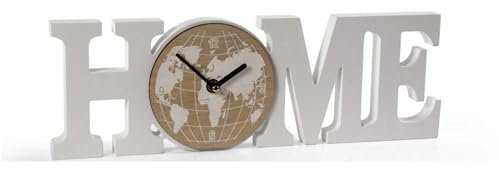 Gicos Decorazione con orologio scritta home da parete e da tavolo in legno bianco 39 * 13 * 2 cm decorativo MOG-836411